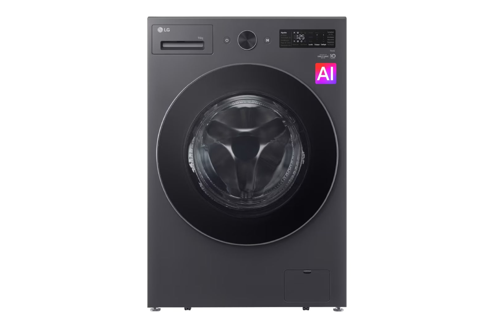 Vista frontal de Lavadora LG Carga Frontal 16Kg Gris Grafito AIDD™ Compacta  WO16EGNTS6P